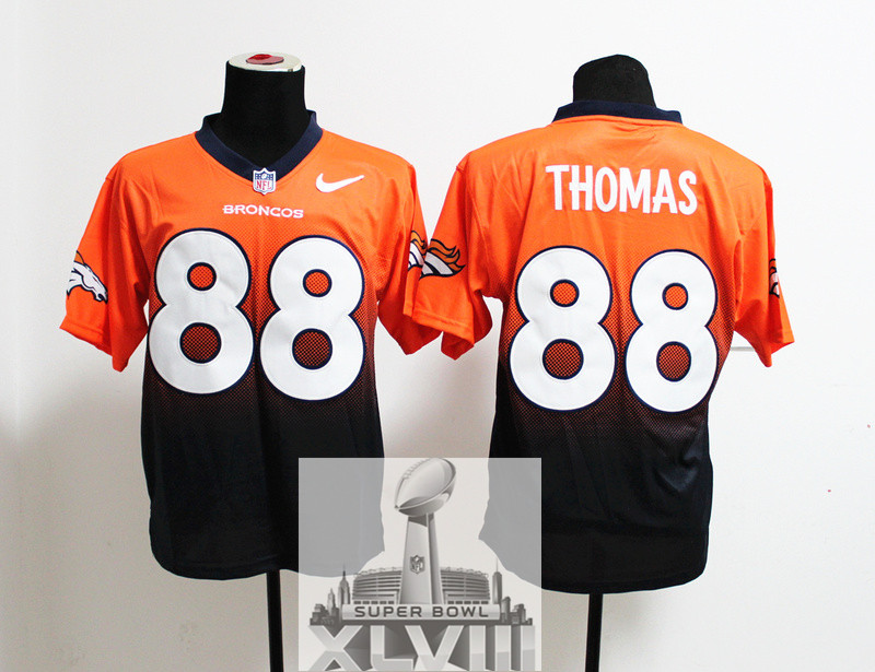 Nike Broncos 88 Thomas Orange And Blue Drift Fashion Elite 2014 Super Bowl XLVIII Jerseys