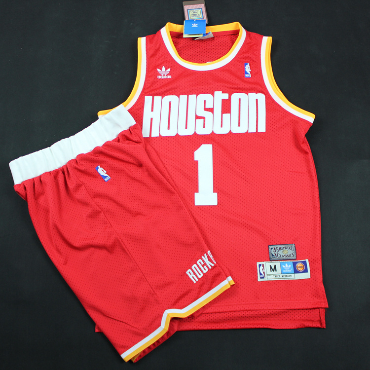 Rockets 1 McGrady Red Hardwood Classics Jerseys(With Shorts)