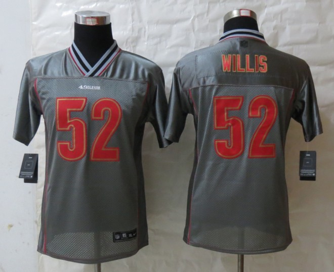 Nike 49ers 52 Willis Grey Vapor Kids Jerseys