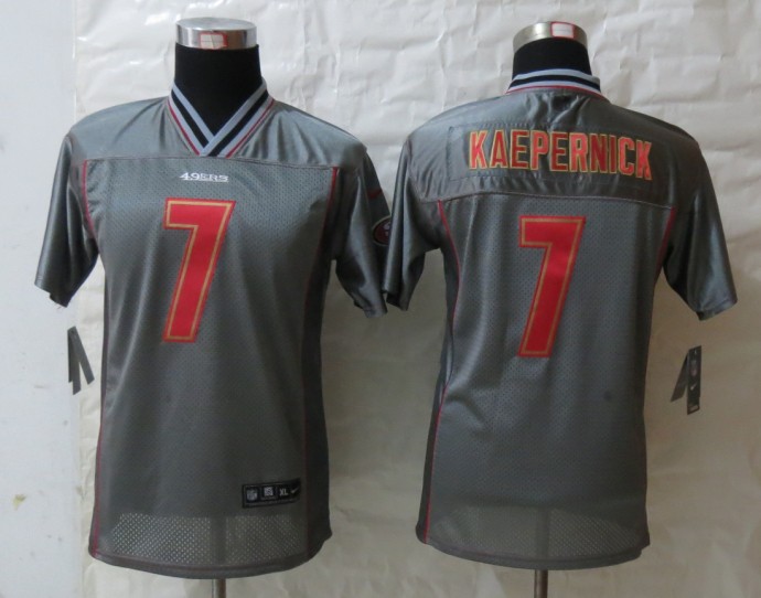 Nike 49ers 7 Kaepernick Grey Vapor Kids Jerseys
