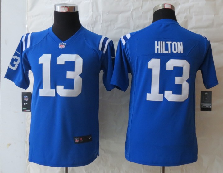Nike Colts 13 Hilton Blue Kids Game Jerseys