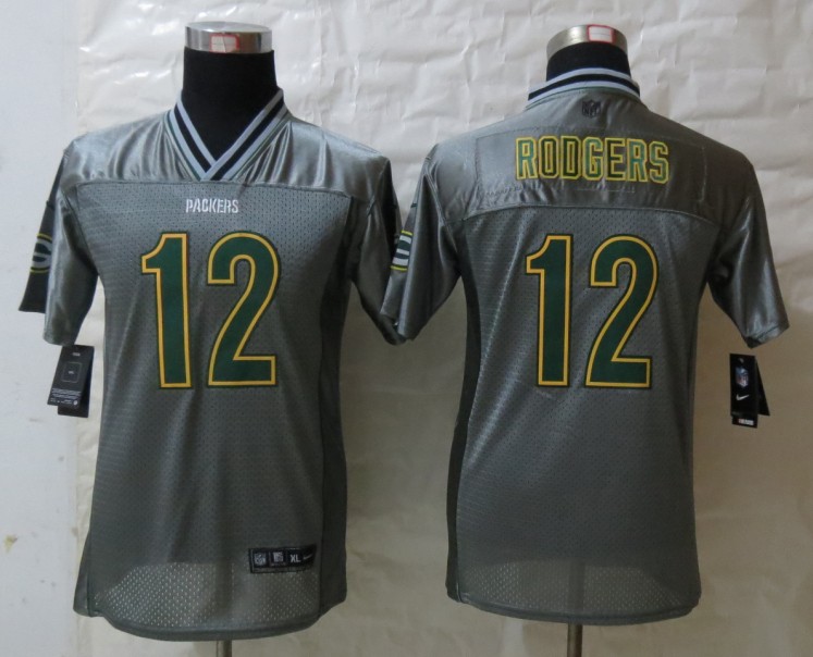 Nike Packers 12 Rodgers Grey Vapor Kids Jerseys