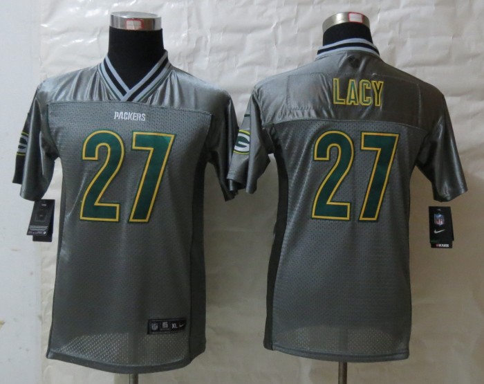 Nike Packers 27 Lacy Grey Vapor Kids Jerseys