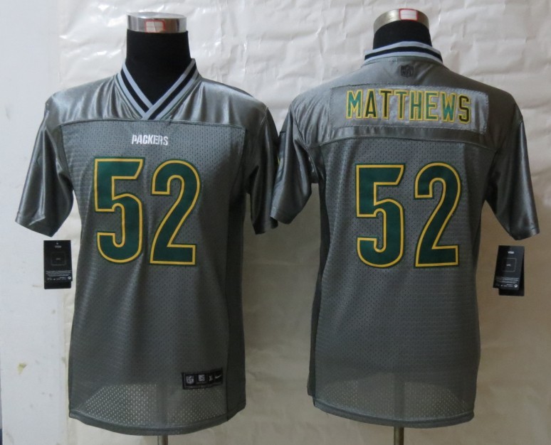 Nike Packers 52 Matthews Grey Vapor Kids Jerseys