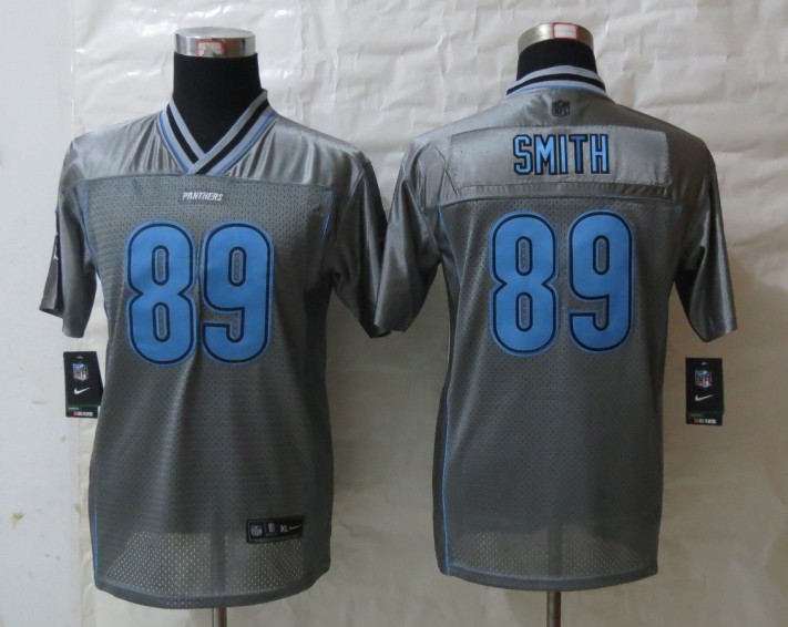 Nike Panthers 89 Smith Grey Vapor Kids Jerseys