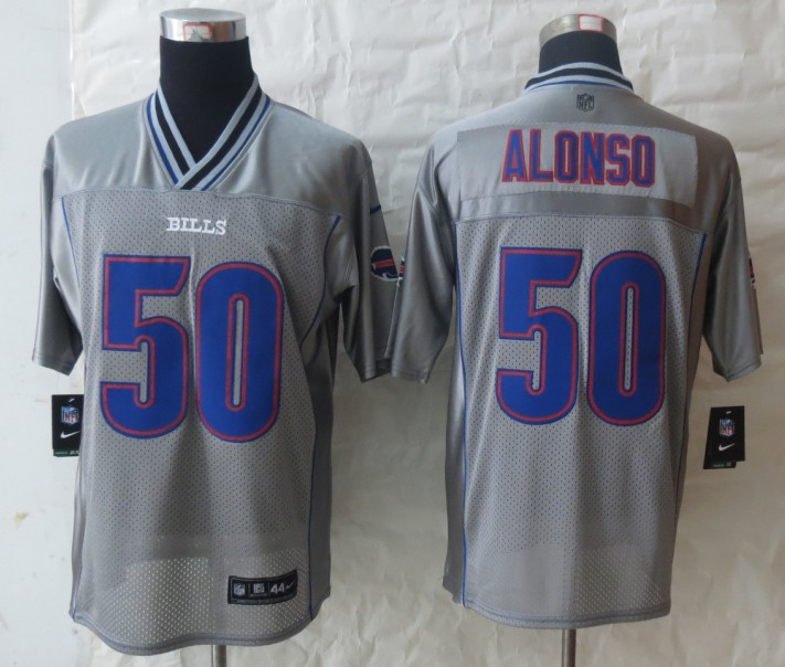 Nike Bills 50 Alonso Grey Vapor Elite Jerseys