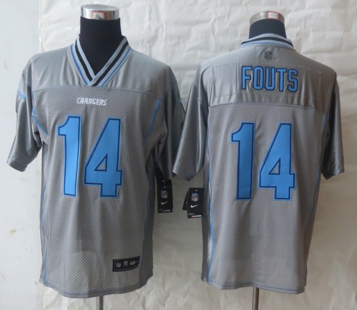 Nike Chargers 14 Fouts Grey Vapor Elite Jersey