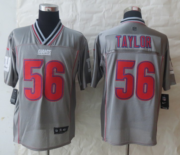 Nike Giants 56 Taylor Grey Vapor Elite Jerseys
