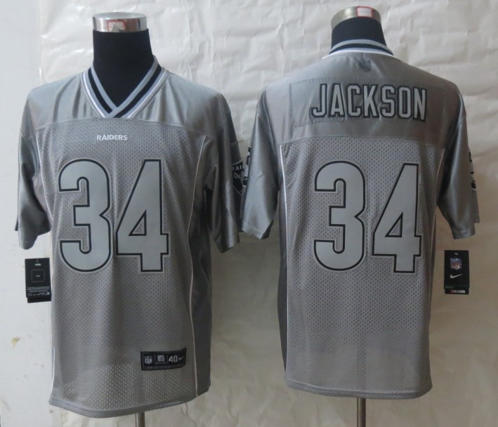 Nike Raiders 34 Jackson Grey Vapor Elite Jerseys