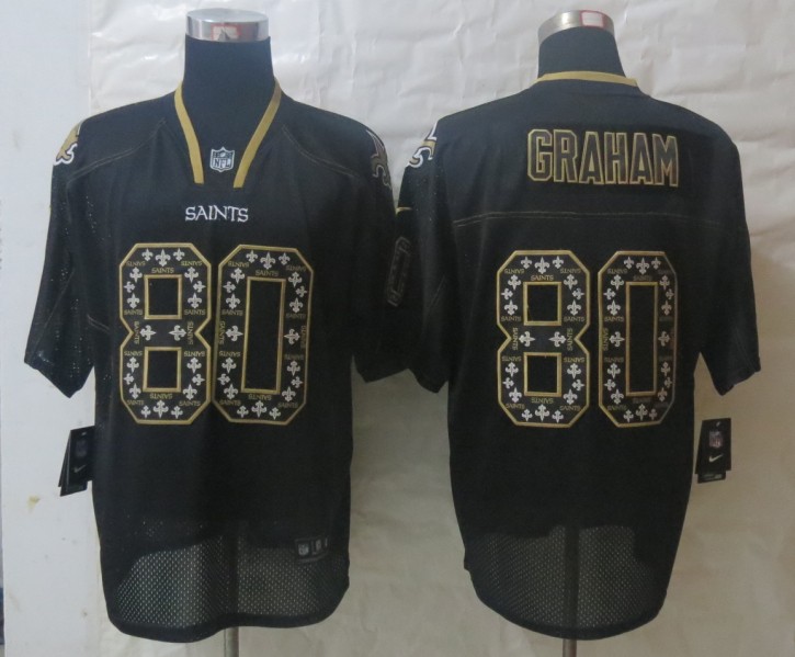 Nike Saints 80 Graham Lights Out Black Elite Jerseys