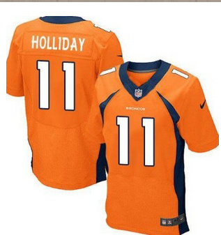 Nike Broncos 11 Holliday Orange Elite Jerseys