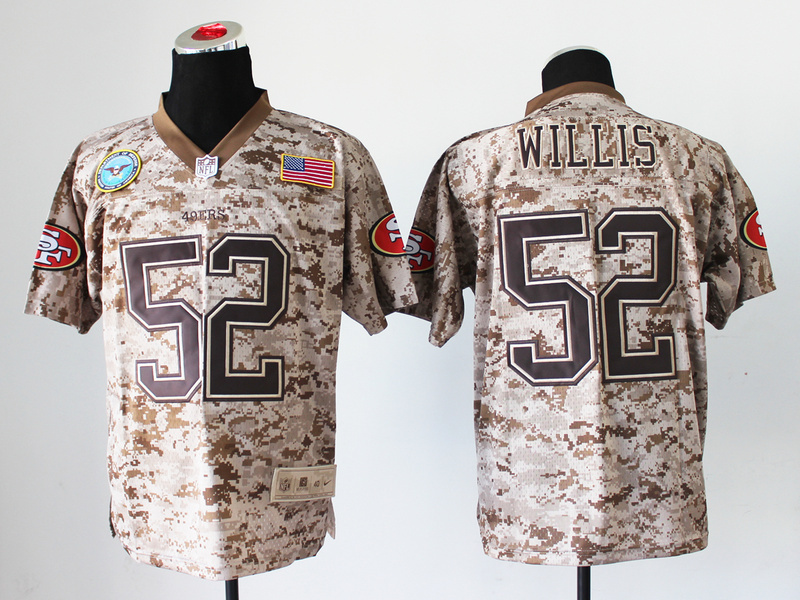 Nike 49ers 52 Willis US Marine Corps Camo Elite With Flag Patch Jerseys