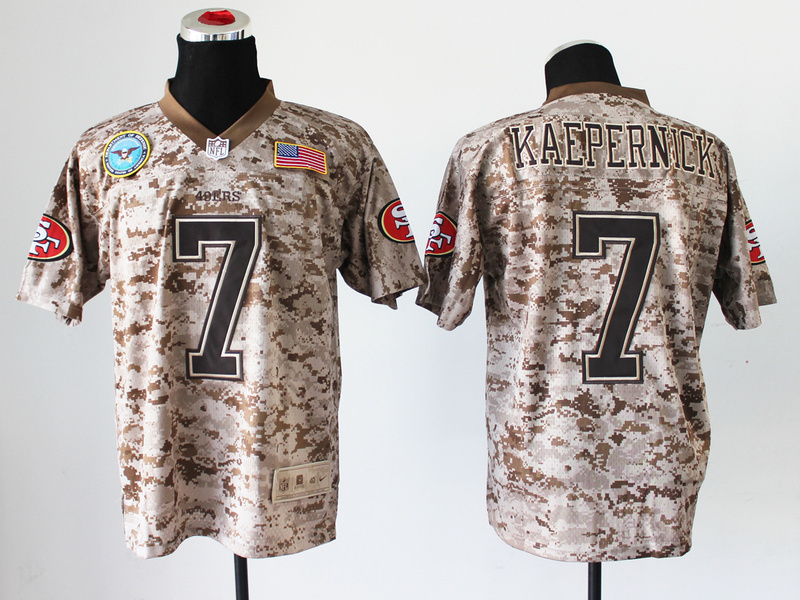 Nike 49ers 7 Kaepernick US Marine Corps Camo Elite With Flag Patch Jerseys