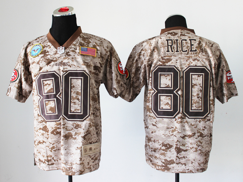 Nike 49ers 80 Rice US Marine Corps Camo Elite With Flag Patch Jerseys