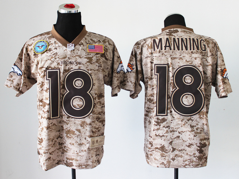 Nike Broncos 18 Manning US Marine Corps Camo Elite With Flag Patch Jerseys