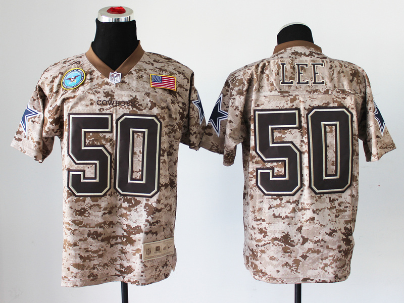 Nike Cowboys 50 Lee US Marine Corps Camo Elite With Flag Patch Jerseys