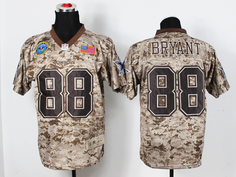 Nike Cowboys 88 Bryant US Marine Corps Camo Elite With Flag Patch Jerseys