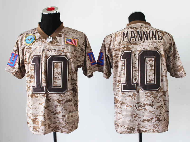 Nike Giants 10 Manning US Marine Corps Camo Elite With Flag Patch Jerseys