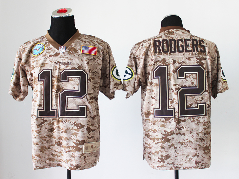 Nike Packers 12 Rodgers US Marine Corps Camo Elite With Flag Patch Jerseys