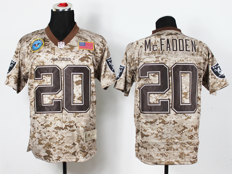 Nike Raiders 20 McFadden US Marine Corps Camo Elite With Flag Patch Jerseys