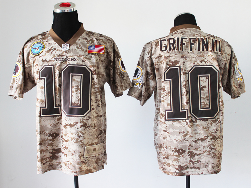 Nike Redskins 10 Griffin III US Marine Corps Camo Elite With Flag Patch Jerseys