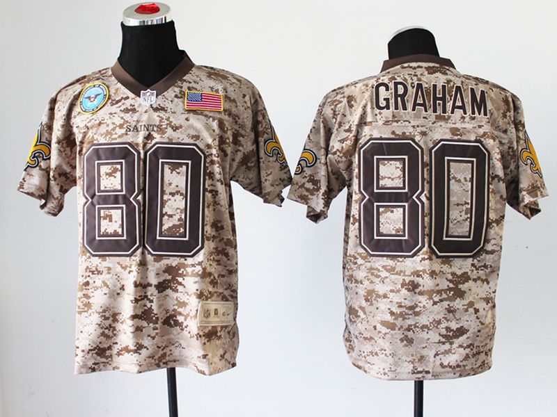 Nike Saints 80 Graham US Marine Corps Camo Elite With Flag Patch Jerseys