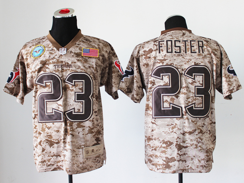 Nike Texans 23 Foster US Marine Corps Camo Elite With Flag Patch Jerseys