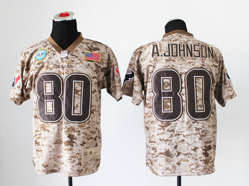 Nike Texans 80 A.Johnson US Marine Corps Camo Elite With Flag Patch Jerseys