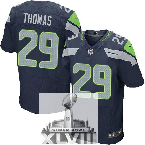 Nike Seahawks 29 Thomas Blue Elite 2014 Super Bowl XLVIII Jerseys