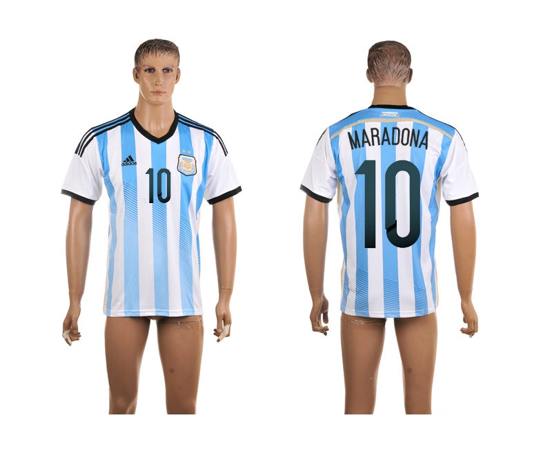 2014 World Cup Argentina 10 Maradoona Home Thailand Jerseys
