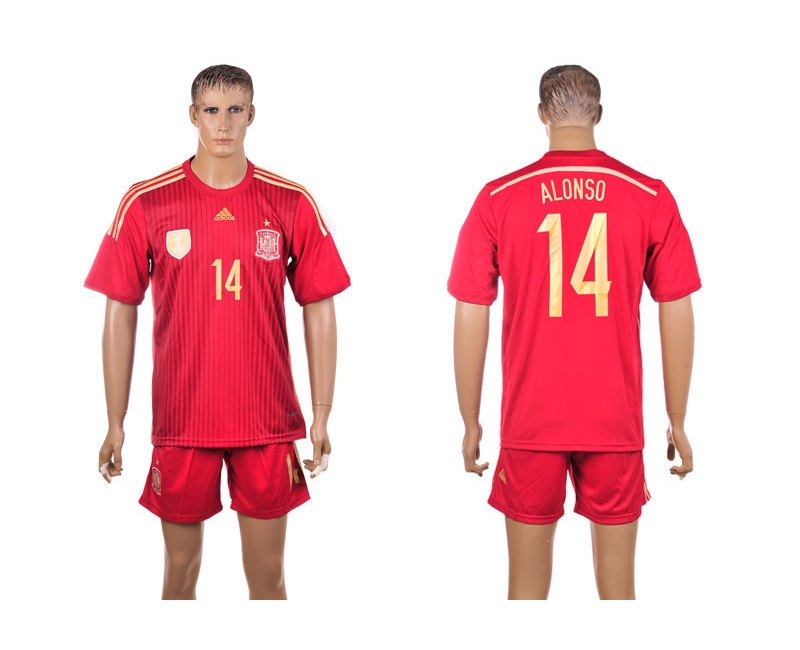 2014 World Cup Spain 14 Alonso Home Thailand Jerseys