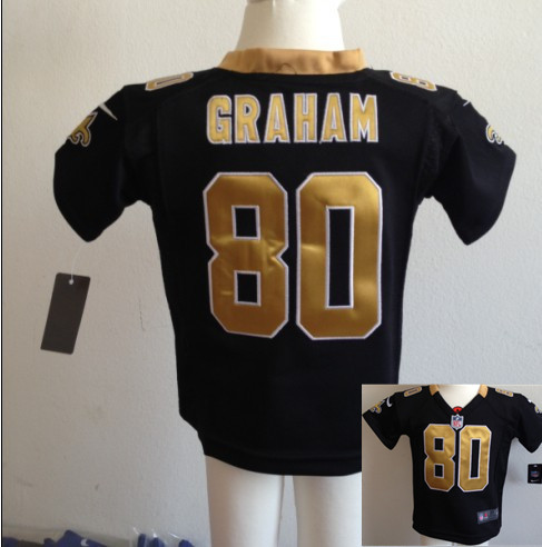 Nike Saints 80 Graham Black Toddler Game Jerseys