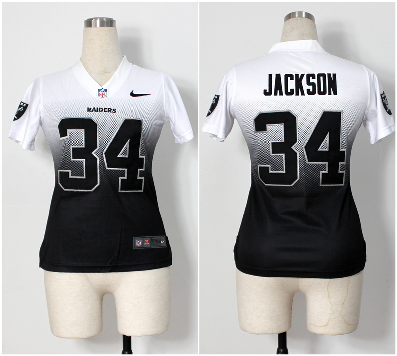 Nike Raiders 34 Jackson White And Black Drift II Women Jerseys