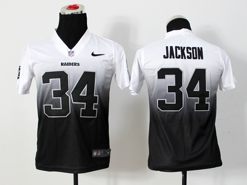 Nike Raiders 34 Jackson White And Black Drift II Kids Jerseys