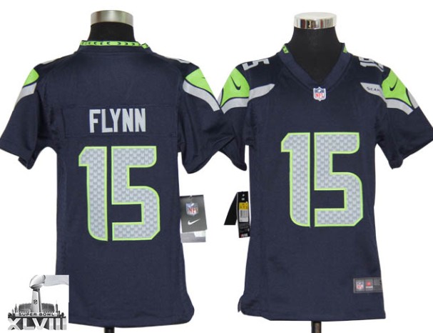 Youth Nike Seahawks 15 Flynn Blue Game 2014 Super Bowl XLVIII Jerseys