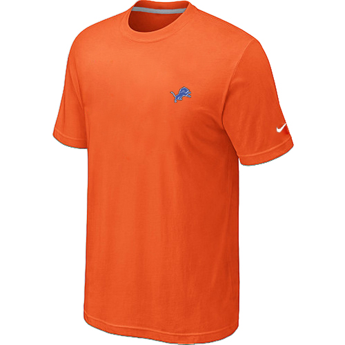 Nike Detroit Lions Chest Embroidered Logo T-Shirt Orange - Click Image to Close