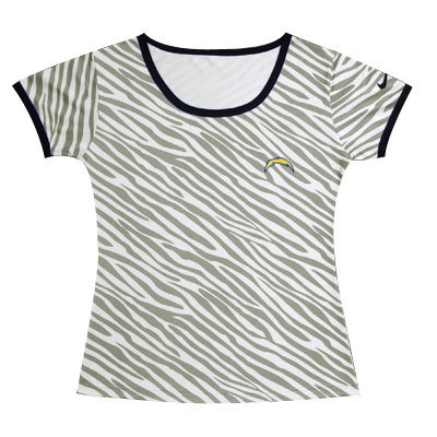 Nike Chargers Chest Embroidered Logo Zebra Women T Shirt - Click Image to Close