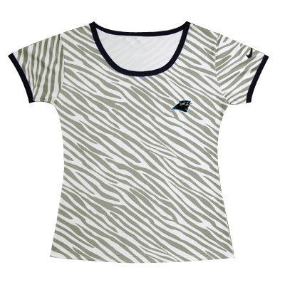 Nike Panthers Chest Embroidered Logo Zebra Women T Shirt