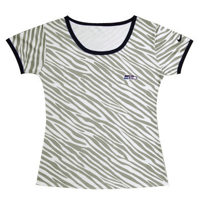 Nike Seahawks Chest Embroidered Logo Zebra Women T Shirt