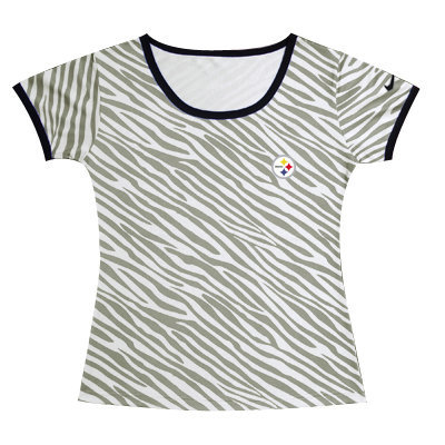 Nike Steelers Chest Embroidered Logo Zebra Women T Shirt