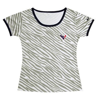 Nike Texans Chest Embroidered Logo Zebra Women T Shirt