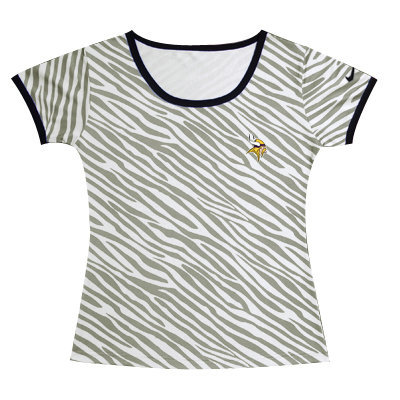Nike Vikings Chest Embroidered Logo Zebra Women T Shirt - Click Image to Close
