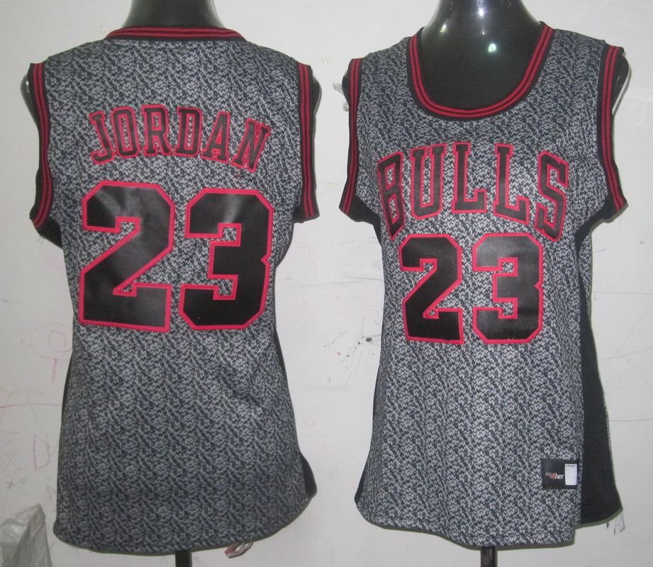 Bulls 23 Jordan Grey Static Women Jersey