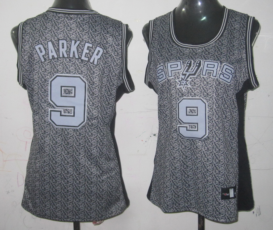 Spurs 9 Parker Grey Static Women Jersey - Click Image to Close