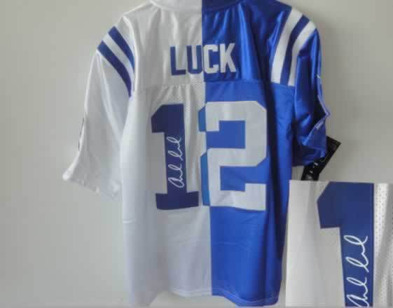 Nike Colts 12 Luck Blue And White Split Signature Elite Jerseys