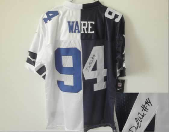 Nike Cowboys 94 Ware White And Blue Split Signature Elite Jerseys