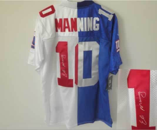 Nike Giants 10 Manning Blue And White Split Signature Elite Jerseys