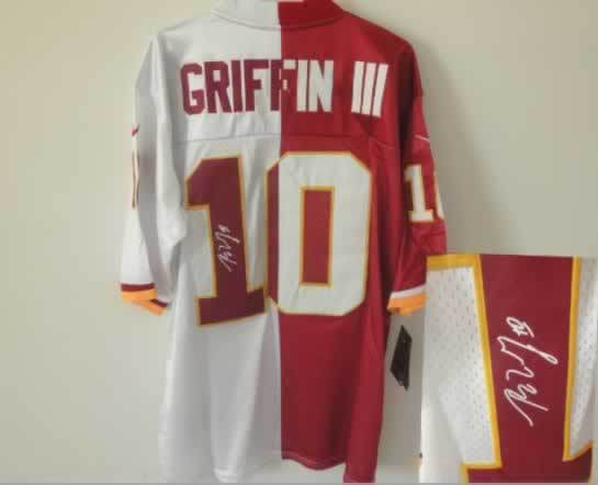Nike Redskins 10 Griffin III Red And White Split Signature Elite Jerseys