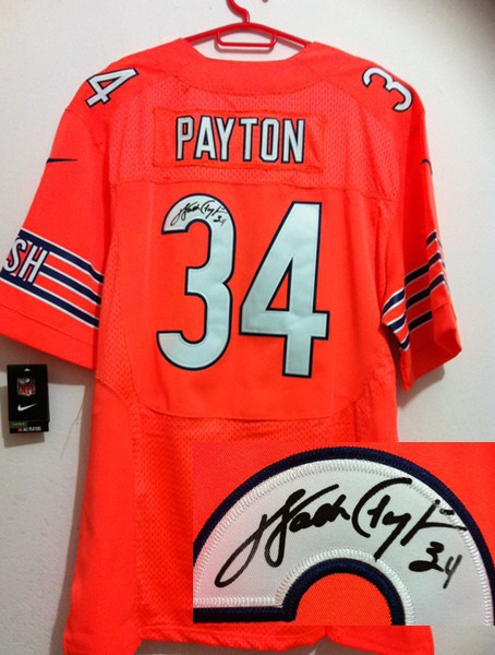 Nike Bears 34 Payton Orange Signature Edition Elite Jerseys