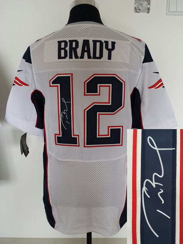 Nike Patriots 12 Brady White Signature Edition Elite Jerseys